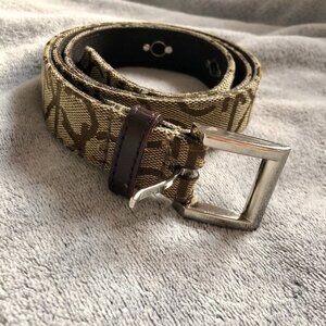 [Women's M/L] CALVIN KLEIN Monogram Logo Belt Brown Tan Canvas Y2K Designer 38in